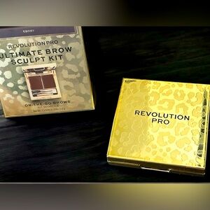 Revolution Pro Ultimate Brow Sculpt Kit | Ebony | Gold Leopard Print Compact NWT